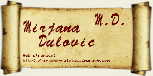 Mirjana Dulović vizit kartica
